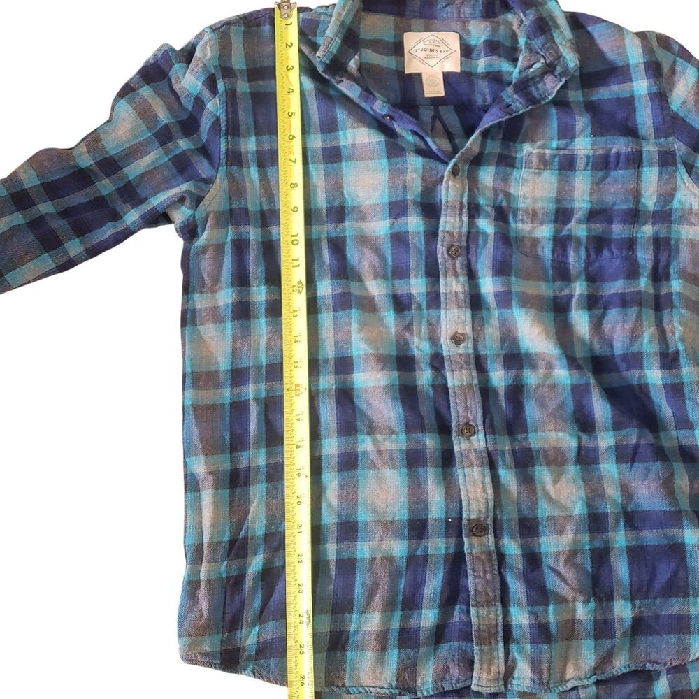 St Johns Bay Mens Plaid Button Down Shirt Size L Casual Blue Long Sleeve - Picture 4 of 7